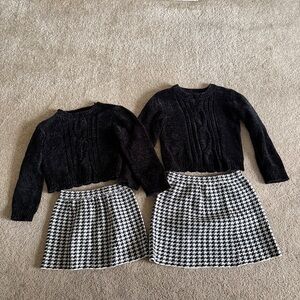 Chic Black Sweater and Houndstooth Skirt Set